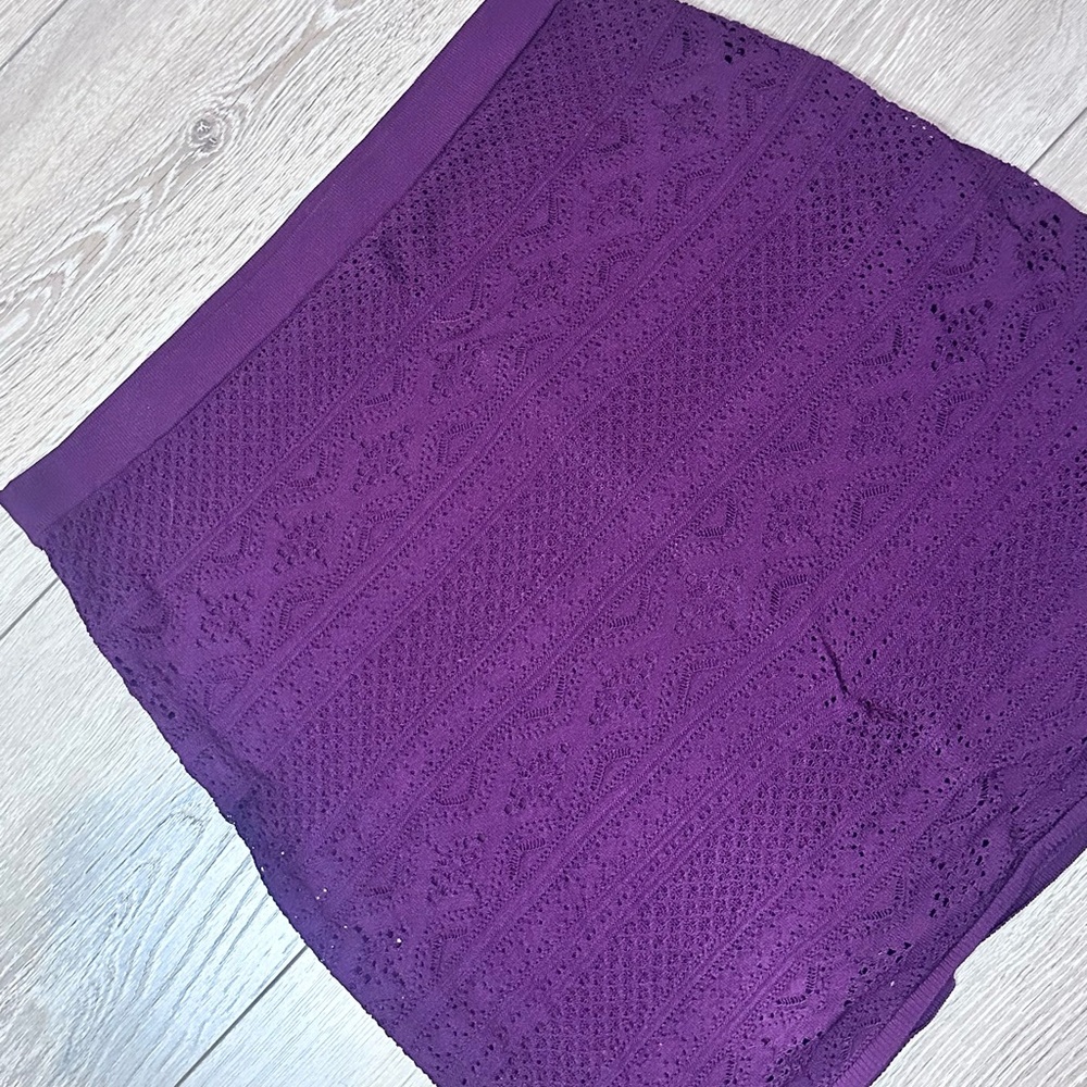 WHBM Crochet Knit Plum Purple Mini Skirt - Picture 11 of 11